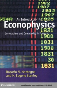 Cover image: Introduction to Econophysics 1st edition 9780521620086