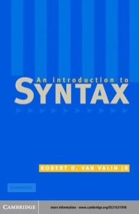 Imagen de portada: An Introduction to Syntax 1st edition 9780521631990