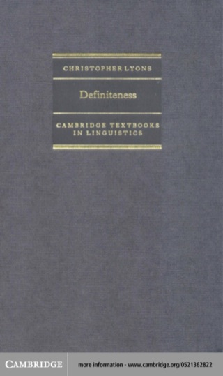 Cover image: Definiteness 1st edition 9780521362825
