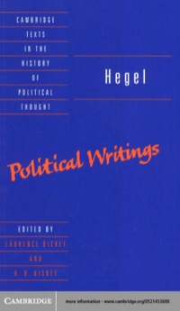 表紙画像: Hegel: Political Writings 1st edition 9780521459754