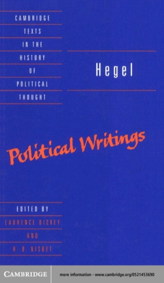 Imagen de portada: Hegel: Political Writings 1st edition 9780521459754