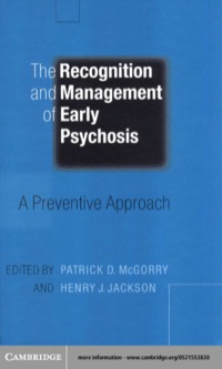 Immagine di copertina: The Recognition and Management of Early Psychosis 1st edition 9780521067379