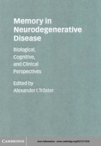 Imagen de portada: Memory in Neurodegenerative Disease 1st edition 9780521571920
