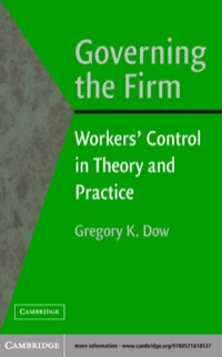 Cover image: Governing the Firm 1st edition 9780521818537