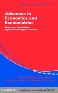 Titelbild: Advances in Economics and Econometrics: Volume 1 1st edition 9780521818728