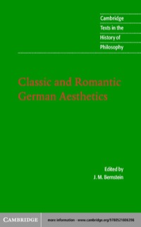 Imagen de portada: Classic and Romantic German Aesthetics 1st edition 9780521806398