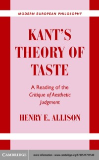 Imagen de portada: Kant's Theory of Taste 1st edition 9780521791540