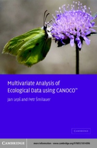 Imagen de portada: Multivariate Analysis of Ecological Data using CANOCO 1st edition 9780521891080