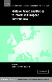 صورة الغلاف: Mistake, Fraud and Duties to Inform in European Contract Law 1st edition 9780521844239