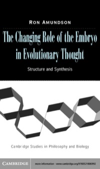 Imagen de portada: The Changing Role of the Embryo in Evolutionary Thought 1st edition 9780521806992