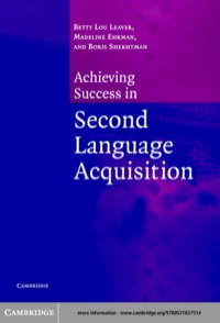 Cover image: Achieving Success in Second Language Acquisition 1st edition 9780521546638