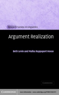 Immagine di copertina: Argument Realization 1st edition 9780521663311