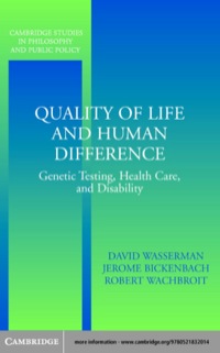 Imagen de portada: Quality of Life and Human Difference 1st edition 9780521832014