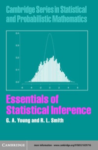Cover image: Essentials of Statistical Inference 1st edition 9780521839716
