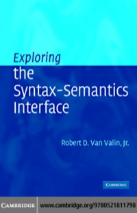 Cover image: Exploring the Syntax-Semantics Interface 1st edition 9780521811798