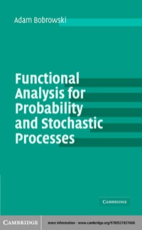 Cover image: Functional Analysis for Probability and Stochastic Processes 1st edition 9780521831666