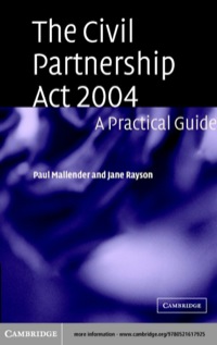 Cover image: The Civil Partnership Act 2004 1st edition 9780521617925