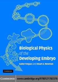 Imagen de portada: Biological Physics of the Developing Embryo 1st edition 9780521783378