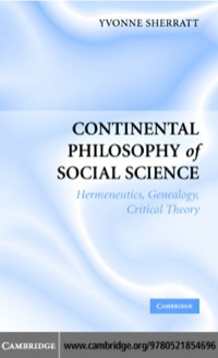 表紙画像: Continental Philosophy of Social Science 1st edition 9780521854696