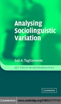 Cover image: Analysing Sociolinguistic Variation 1st edition 9780521771153