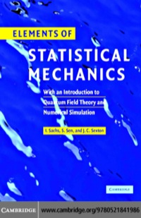 Imagen de portada: Elements of Statistical Mechanics 1st edition 9780521841986