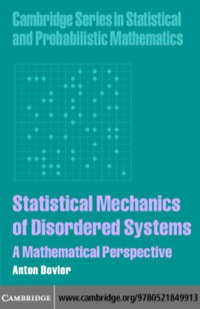 Imagen de portada: Statistical Mechanics of Disordered Systems 1st edition 9780521849913