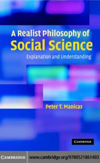 Cover image: A Realist Philosophy of Social Science 1st edition 9780521861403