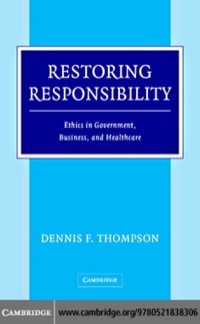 Omslagafbeelding: Restoring Responsibility 1st edition 9780521838306