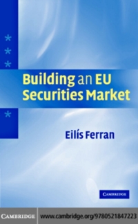 Imagen de portada: Building an EU Securities Market 9780521847223