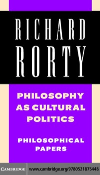 Cover image: Philosophy as Cultural Politics: Volume 4 1st edition 9780521875448