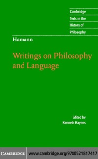 Cover image: Hamann: Writings on Philosophy and Language 1st edition 9780521817417