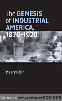 Cover image: The Genesis of Industrial America, 1870–1920 1st edition 9780521859783