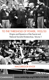Cover image: To the Threshold of Power, 1922/33 1st edition 9780521878609