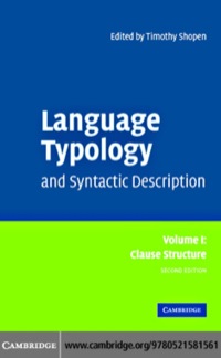 Imagen de portada: Language Typology and Syntactic Description: Volume 1, Clause Structure 2nd edition 9780521581561