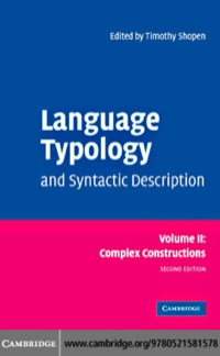 Cover image: Language Typology and Syntactic Description: Volume 2, Complex Constructions 2nd edition 9780521581578