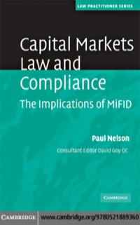 Imagen de portada: Capital Markets Law and Compliance 1st edition 9780521889360