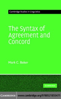 Immagine di copertina: The Syntax of Agreement and Concord 1st edition 9780521855471