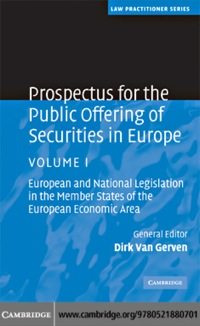 صورة الغلاف: Prospectus for the Public Offering of Securities in Europe: Volume 1 1st edition 9780521880701