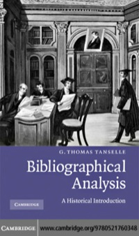 Immagine di copertina: Bibliographical Analysis 9780521760348