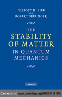 صورة الغلاف: The Stability of Matter in Quantum Mechanics 1st edition 9780521191180