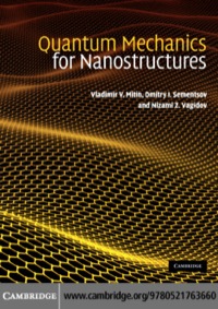 Cover image: Quantum Mechanics for Nanostructures 1st edition 9780521763660