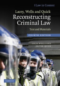 表紙画像: Lacey, Wells and Quick Reconstructing Criminal Law 4th edition 9780521519137