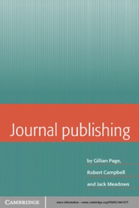 Imagen de portada: Journal Publishing 1st edition 9780521441377