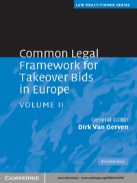 Cover image: Common Legal Framework for Takeover Bids in Europe: Volume 2 1st edition 9780521516709
