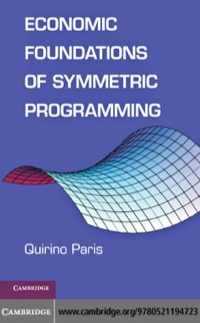Cover image: Economic Foundations of Symmetric Programming 1st edition 9780521194723