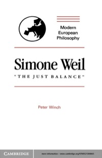 Imagen de portada: Simone Weil: "The Just Balance" 1st edition 9780521317436