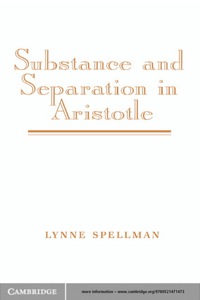 Immagine di copertina: Substance and Separation in Aristotle 1st edition 9780521471473
