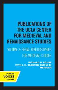 Cover image: Serial Bibliographies for Medieval Studies 1st edition 9780520359727