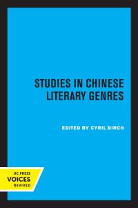 Cover image: Studies in Chinese Literary Genres 1st edition 9780520308855