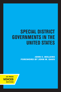 Cover image: Special District Governments in the United States 1st edition 9780520309388